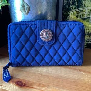 Vera Bradley micro fiber blue turn lock wallet